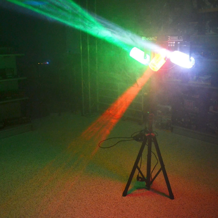 2x statief met 3-Some Lichtset 3x 57 RGBW LED's met DMX - Transparant