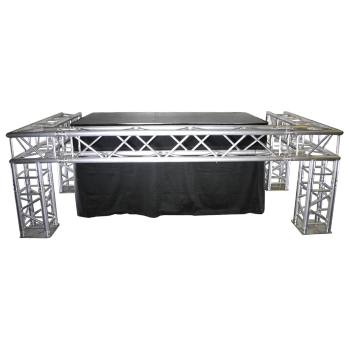 Truss DJ Booth met 2x1m podium op 100cm (3×1,5m) buitenmaten