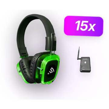 Silent Disco pakket - 20 koptelefoon - 1 zender