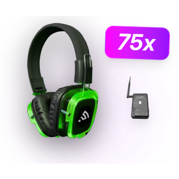 Silent Disco pakket - 75 koptelefoon - 1 zender